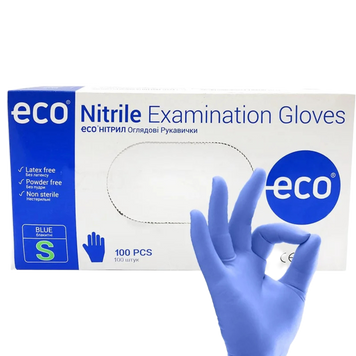 Нітрилові рукавички ECO Nitrile, сині, нестерильні, без пудри розмір S NRS фото