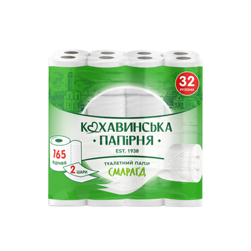 Папір туалетний Кохавинка Смарагд Целюлозний 2 шари 32 шт кохсмар фото