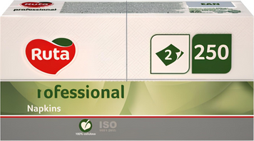 Серветки столові Fesko Proessional 2 шар, 33*33 см, 1/ 8 склад., білі, целюлоза, 250 шт/уп, 4 уп/ящ Ruta к0543 фото